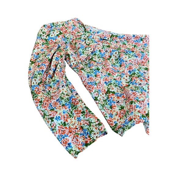 Zara‎ Floral One Shoulder Top Blouse Long Sleeve Colorful Womens Size L - Picture 3 of 7